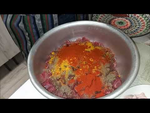 Казы (домашняя колбаса) из говядины с курдюком | qazi - homemade sausage