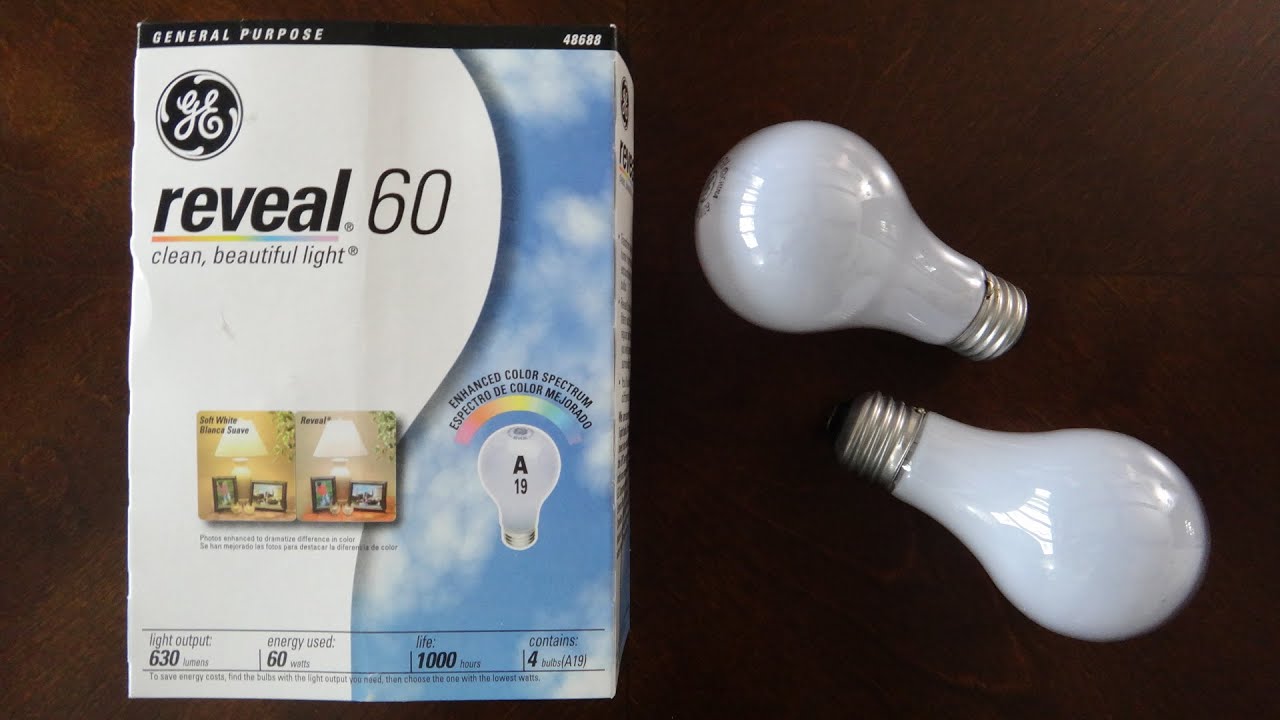 GE 60watt Reveal Incandescent Light Bulbs - YouTube