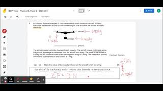 IBDP Tutor - Physics SL Paper 2 ( 2020 ) Q1 - Part (i) What's the resultant force, when hovering