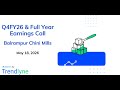 Balrampur Chini Mills Earnings Call for Q4FY26 &amp; Full Year