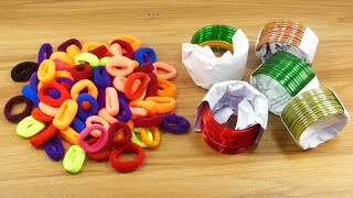 DIY Hair rubber bands & Old bangles craft idea | DIY art and craft | DIY HOME DECO