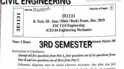 #B.TECH # 3RD SEMESTER# PAPER ENGINEERING MECHANICS 2019#