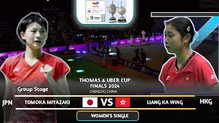 Tomoka Miyazaki 宮崎友花 (JPN) Vs Liang Ka Wing (HKG) | Badminton Uber Cup 2024