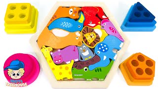 Learn Zoo Animals with Shape Puzzles | Preschool Toddler Learning Toy Video