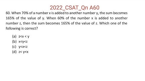 2022_IAS_Qn A60. When 70% of a number x is added to another number y, the sum becomes 165% of the