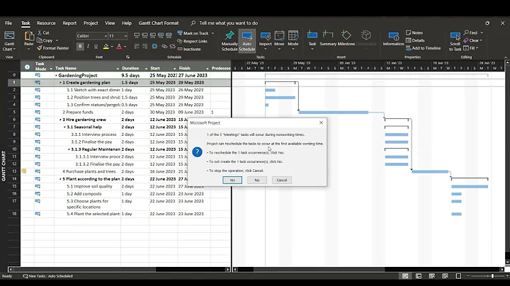 Adding recurring task in MS Project