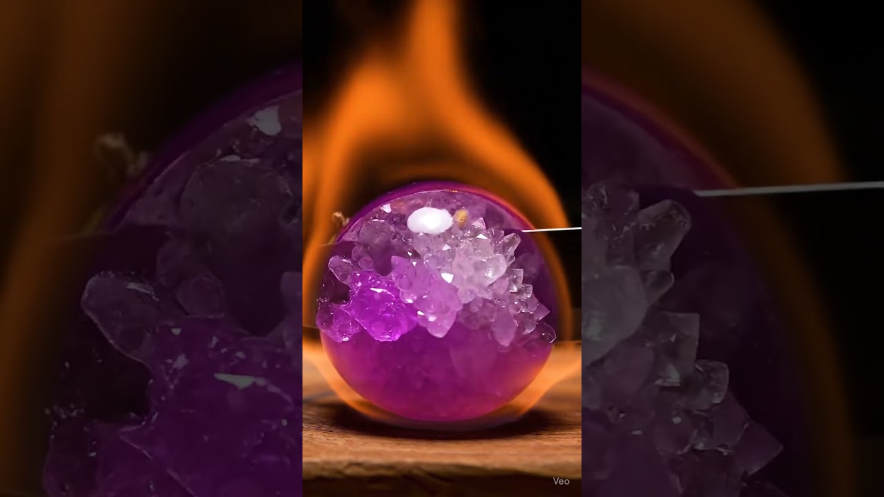 Fire Brinjal ASMR 🔥🍋 | Burning Crystal Fruit Cutting 