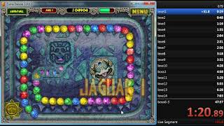 Celebrity Zuma Deluxe survival speedrun (Zumaic Exodus) 1:56.20 RT Profile