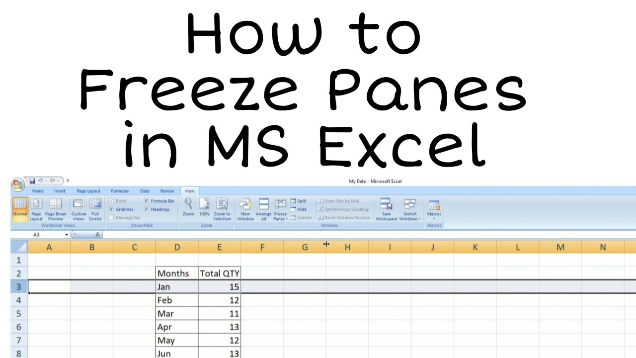 How to freeze panes in excel