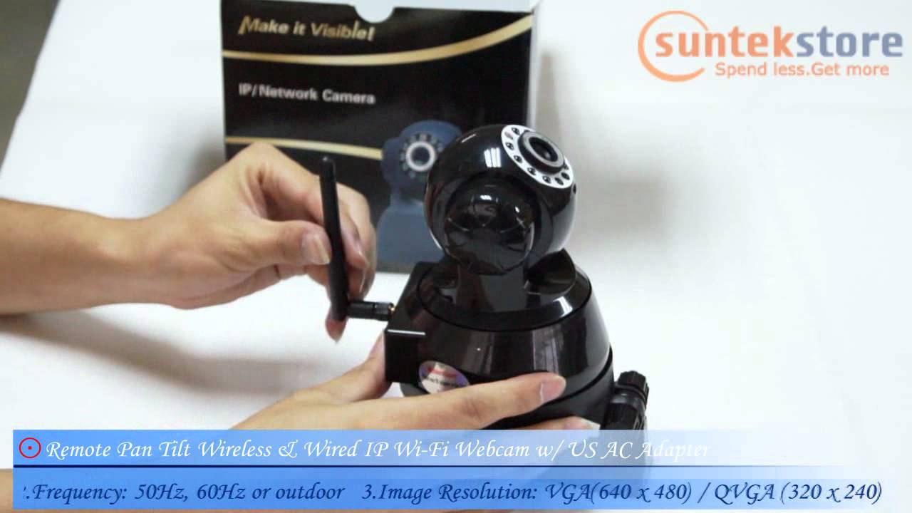 SuntekStore.com $87.06 Free Ship Remote Pan Tilt Wireless & Wired IP Wi-Fi Webcam w/ US AC Adapter