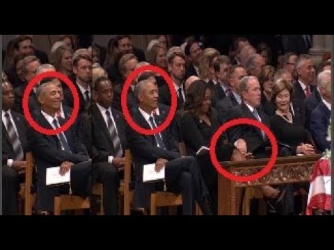 George W. Bush sneaking a piece of candy to Michelle Obama during John McCain's memorial service