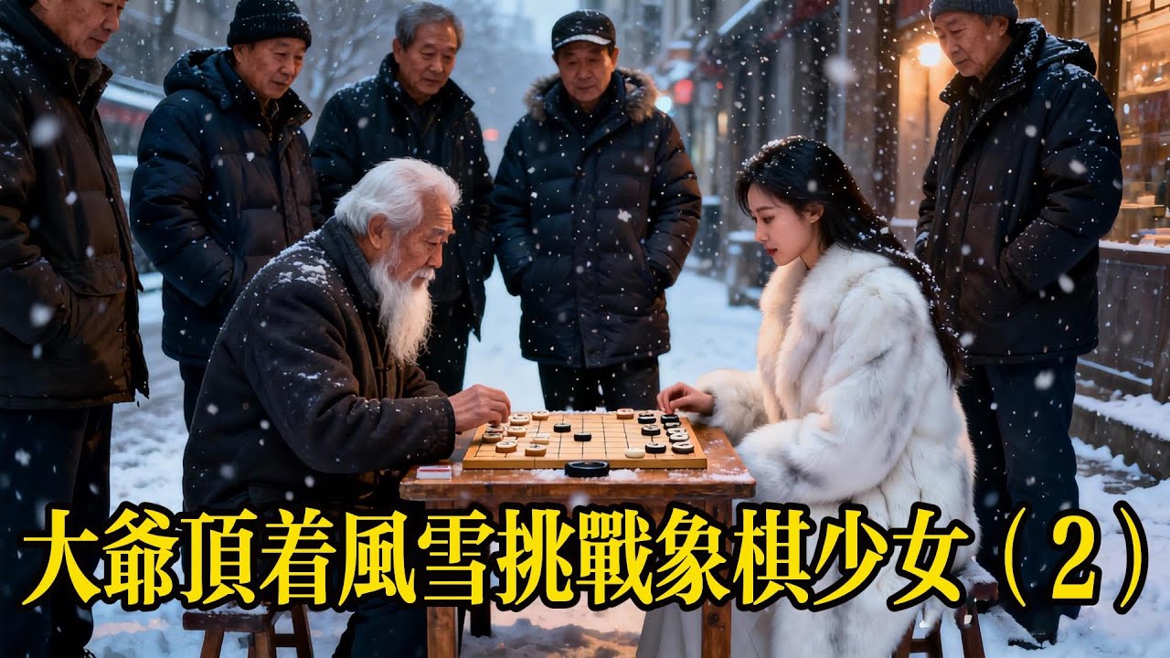 【2】大爺頂著風雪挑戰象棋美女，結局回事如何？#象棋 #熱門 #王铁锤 #搞笑