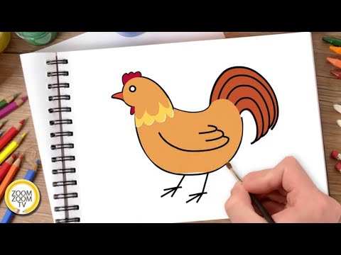 Hướng dẫn cách vẽ CON GÀ TRỐNG, tô màu CON GÀ TRỐNG - How to raw a Rooster