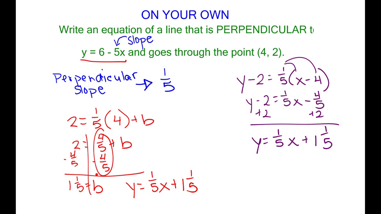 Writing Perpendicular Equations YouTube