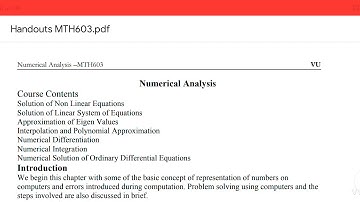 MTH603 Lec 1 ||Numerical Analysis|| vu|| Vu mth|| mth603 short lec||Virtual University||