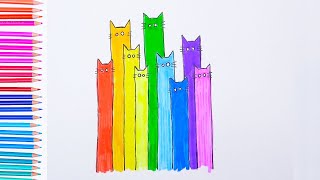 How to draw rainbow CATS | Easy drawings