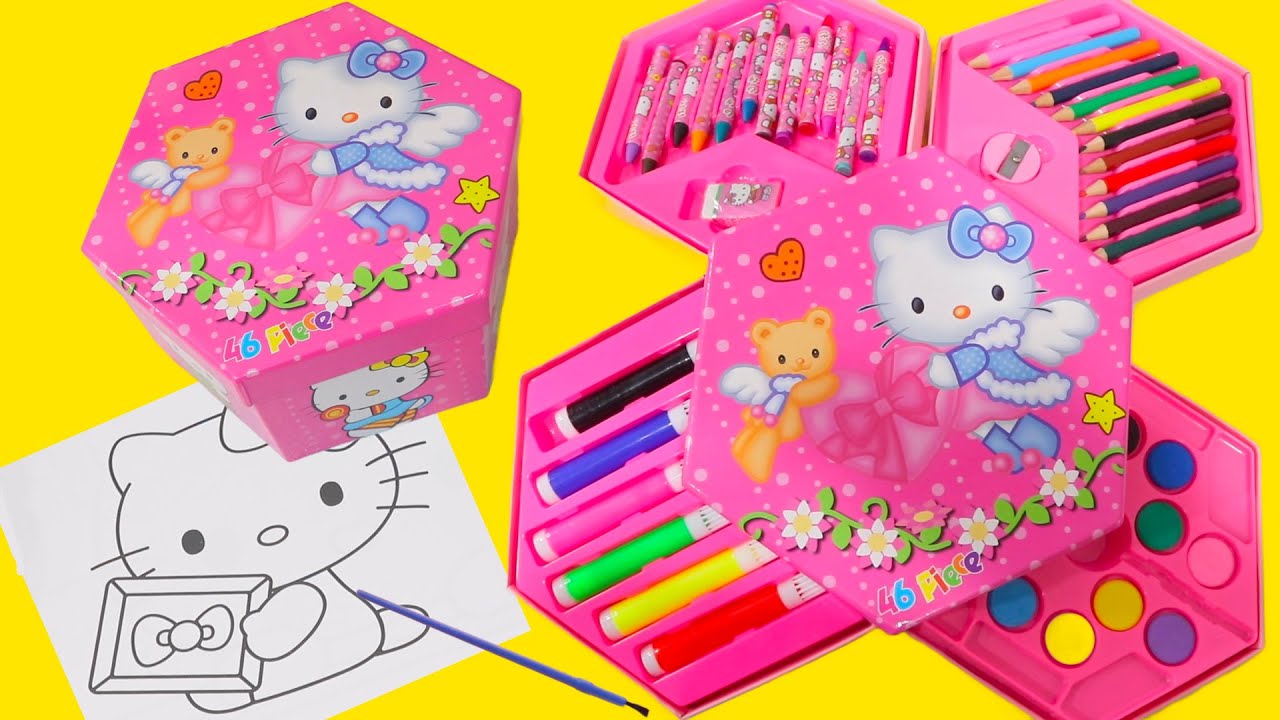 Coloreamos a HELLO KITTY con diferentes materiales