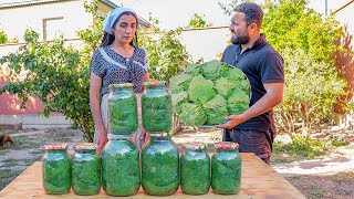 Winter Supply in the Village - Winter Storage of Grape Leaves and Stuffing from Grape Leaves