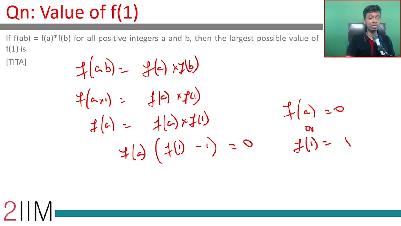 online cat preparation time CAT 2017 Question | Slot - 2 | Value of f(1)
