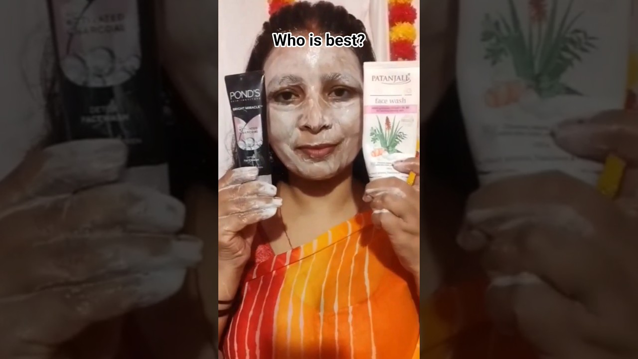 Patanjali Soundarya face wash Vs ponds bright miracle charcoal  face wash  