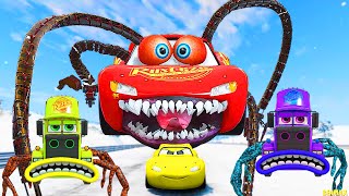 Epic Escape From The Lightning Mcqueen Octopus Spider Eater Mack Eater Car Mcqueen Vs Mcqueen