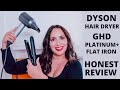 DYSON HAIR DRYER AND GHD PLATINUM | Honest Review Is It Worth It? | Amateur hair styling tutorial