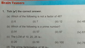 Class 5 unit 3 brain teasers dav public school ।। DAV Class 5 unit 3 brain teasers ।। LCM and HCF
