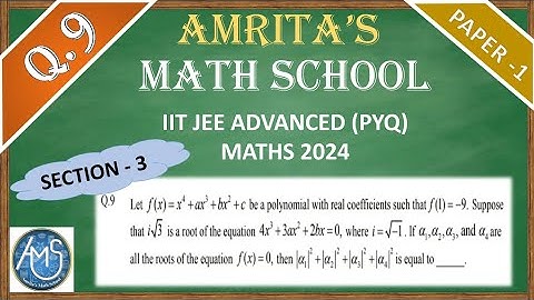 JEE Advanced 2024 Math solution (Q9) | IIT JEE (PYQ) | #jeeadvanced2024 #iitjeepyq #mathschool #math