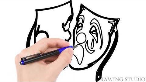 How to draw Tragedy and Comedy Masks real easy   step by step