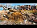 Delete​ Garbage​​ Build a fence, Bulldozer KOMATSU D31P, Dump Truck unloading