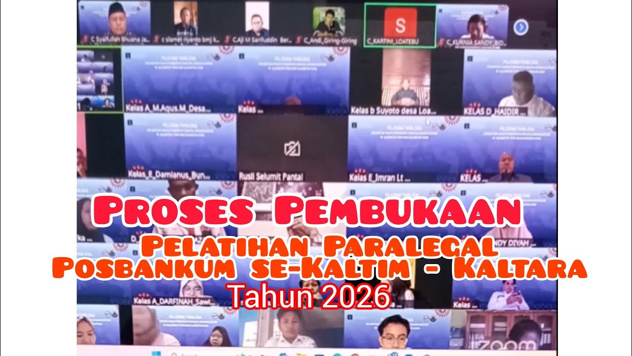 Pembukaan Pelatihan Paralegal Posbankum  2026 Se-Provinsi Kaltim-Kaltara 