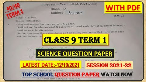|Class 9 Term 1 SCIENCE Question Paper session 2021-22 |class 9 science term 1 question paper2021-22