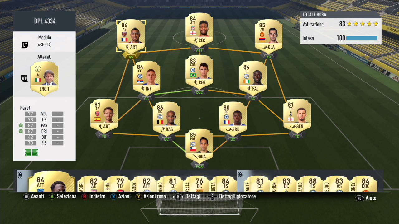 FIFA 17   impostazioni 433-3