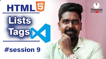 HTML List Tags and its types in tamil | Web Programming tutorial | VS code | Session 9 | #html