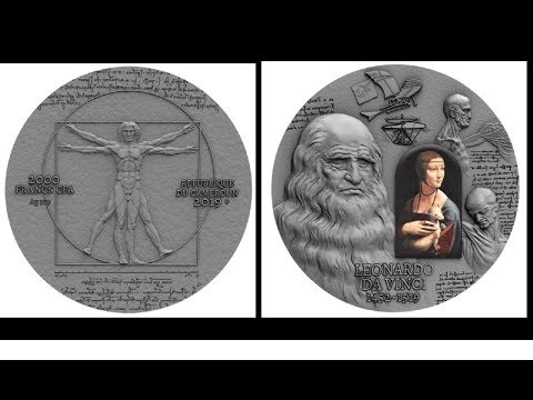 Монета Леонардо да Винчи LEONARDO DA VINCI, 1452-1519. Дама с горностаем тираж 500 штук