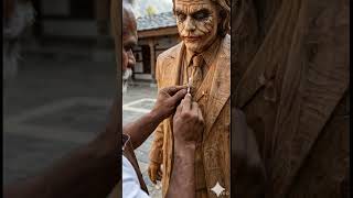 Why So Serious? 🃏 Carving The Dark Knight Joker! #shorts #woodworking