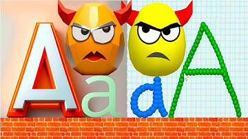 ABC Letter Aa +VoiceOver of  “A”-PICTURES!  Draw to Smash ALPHABET in 4K