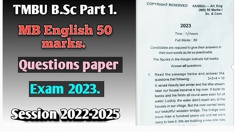 TMBU B.A part1 MB. English 50 marks Questions paper exam 2023 session 2022-25# #tmbu