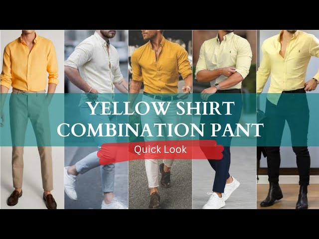 Yellow Short Sleeve Shirt with Brown Pants Outfits For Men (9 ideas &  outfits) | Lookastic
