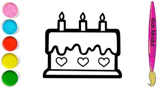 How To Draw Cute Cake Easy Drawing And Coloring For Kids And Toddlers ...