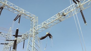 Moose Conductor Stringing in Substation Bus