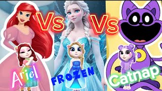 Poppy playtime|| Catnap Vs Frozen Elsa Vs Ariel Mermaid|| Talking Angela|| Cosplay