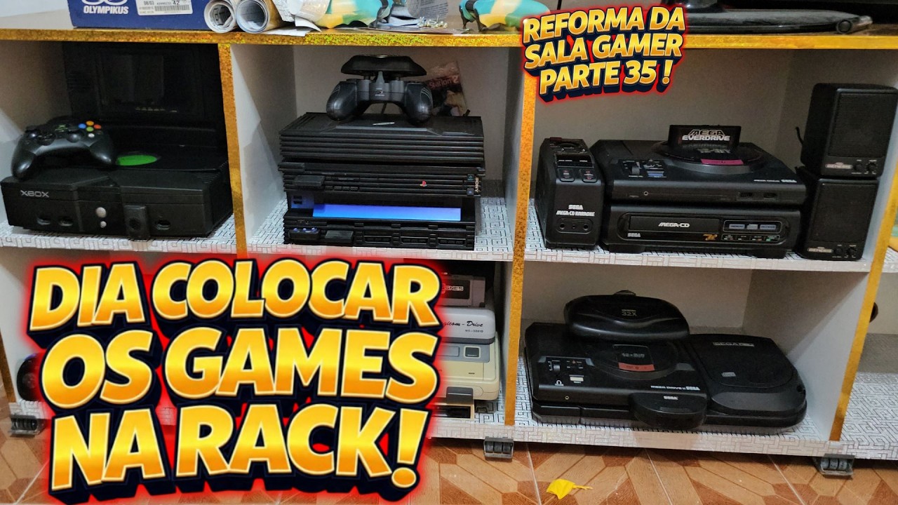 DIA de COLOCAR os GAMES na RACK Olha a GLORIA ! REFORMA da SALA GAMER Parte 35 !