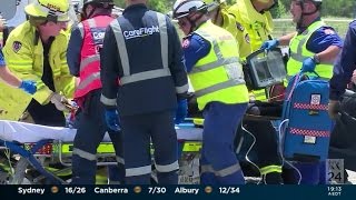 Teen critical after car collides with a bus in Kellyville.