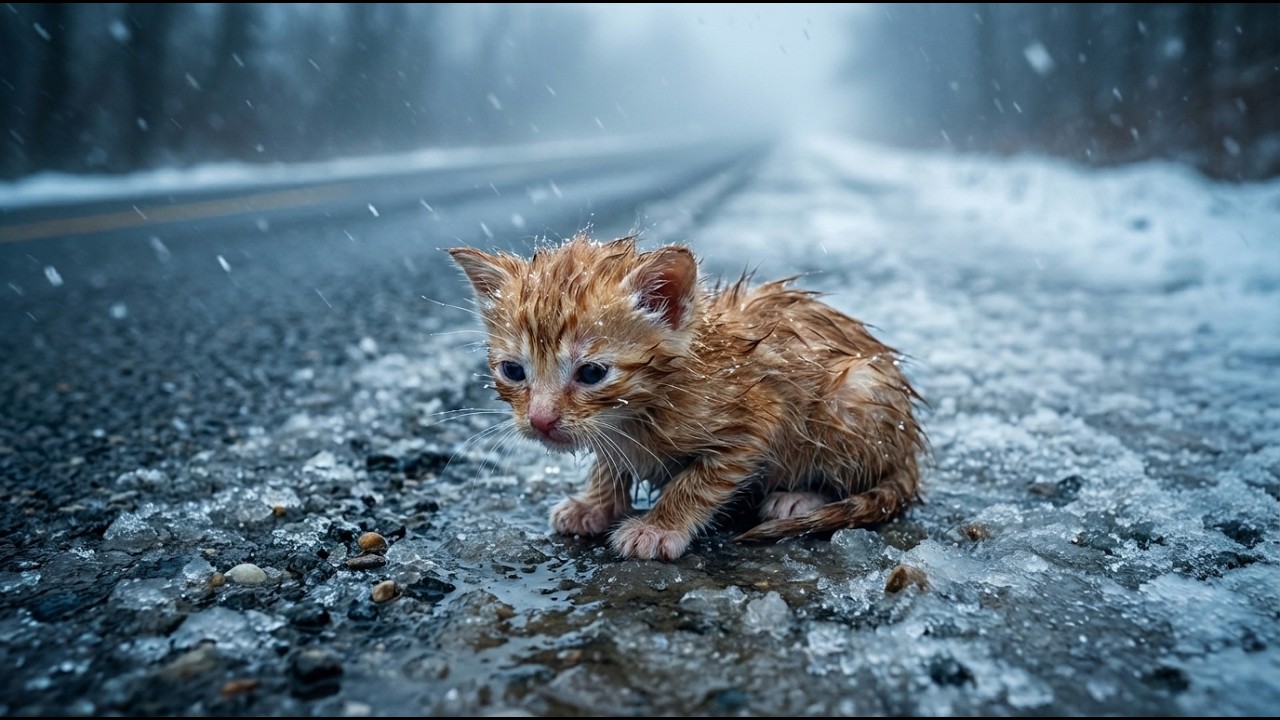 На шоссе бросили новорожденного котенка… То, что произошло дальше, растопит ваше сердце.