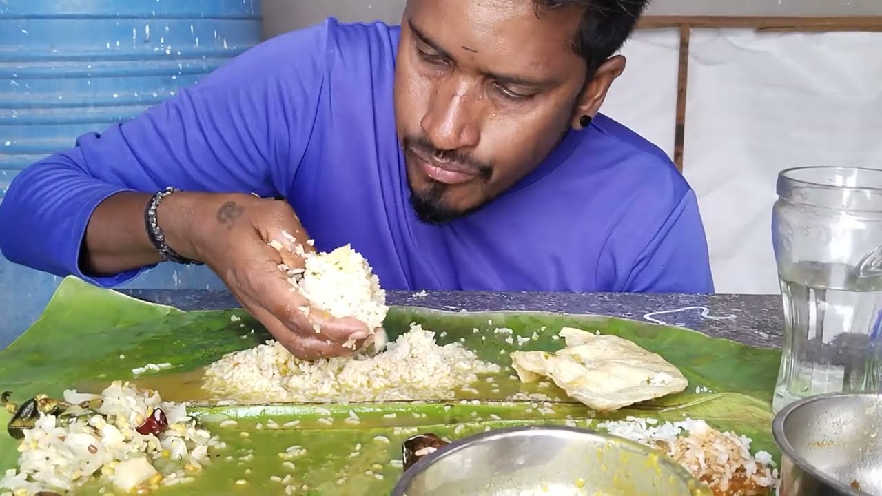 ugadhi special # white rice and sambar /rasaam eating challenge.