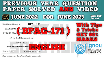 Bpag 171 Previous Year Question Paper Answer In English | Bpag 171 Guess Paper In English Medium