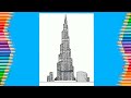 How to draw burj khalifa step by step  burjkhalifa tamsartstudio tallest building of world