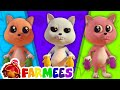 Três gatinhos pequenos | canções para crianças | Three Little Kittens Portuguese | Farmees Português