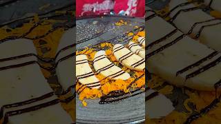 Black Crispy Crepe With Banana,Thai Street Food.